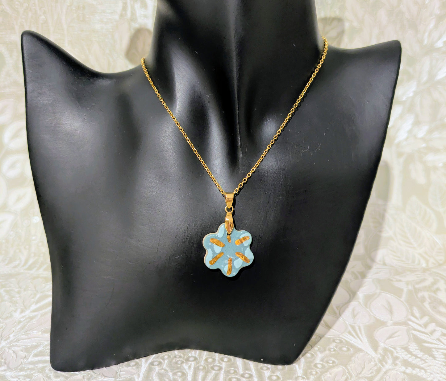 Blue Flower Earring and Necklace Set
