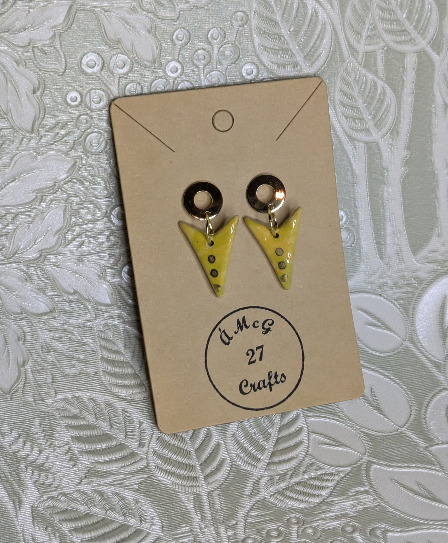 Yellow Spearhead Drop Earrings