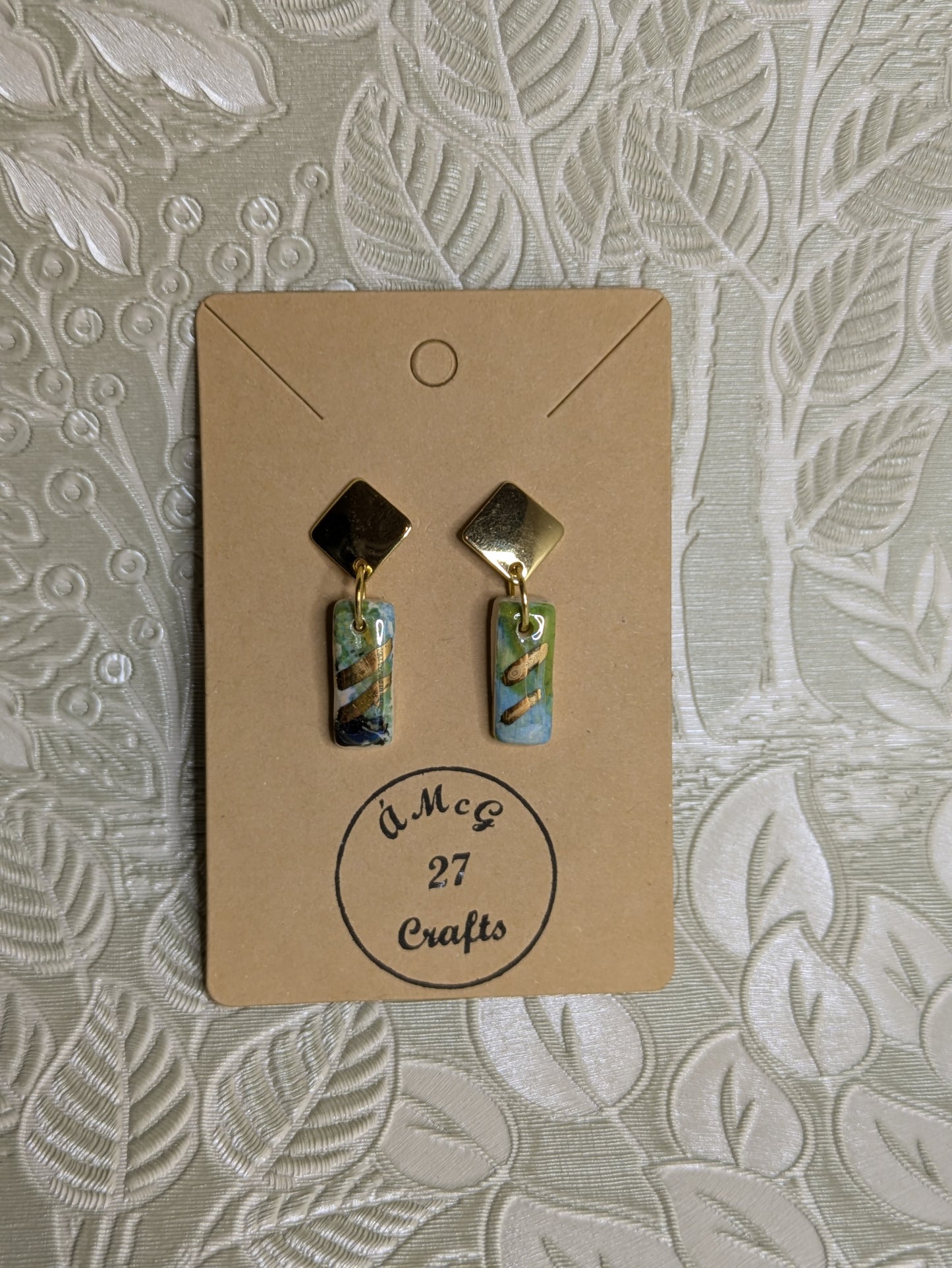 Rectangle Blue/Green Drop Earring