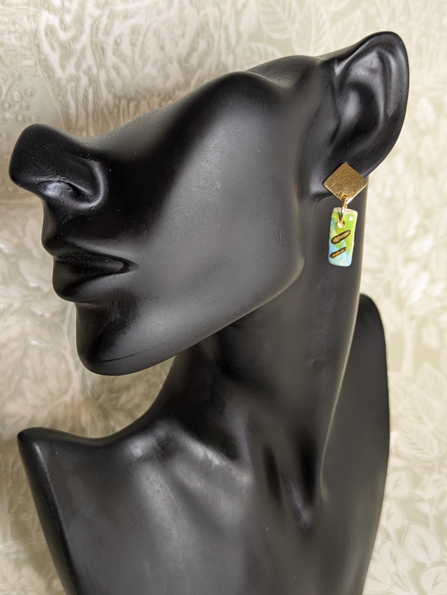 Rectangle Blue/Green Drop Earring