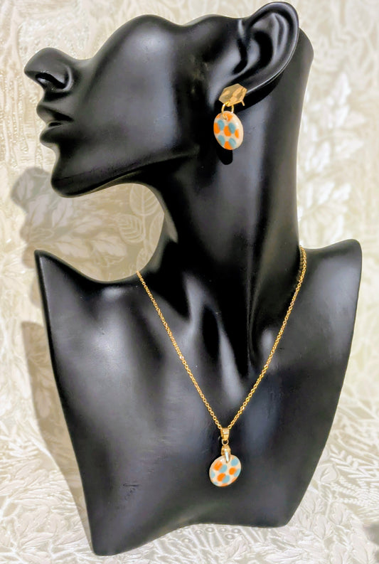 Polka Dot Mono print Earring and Necklace Set