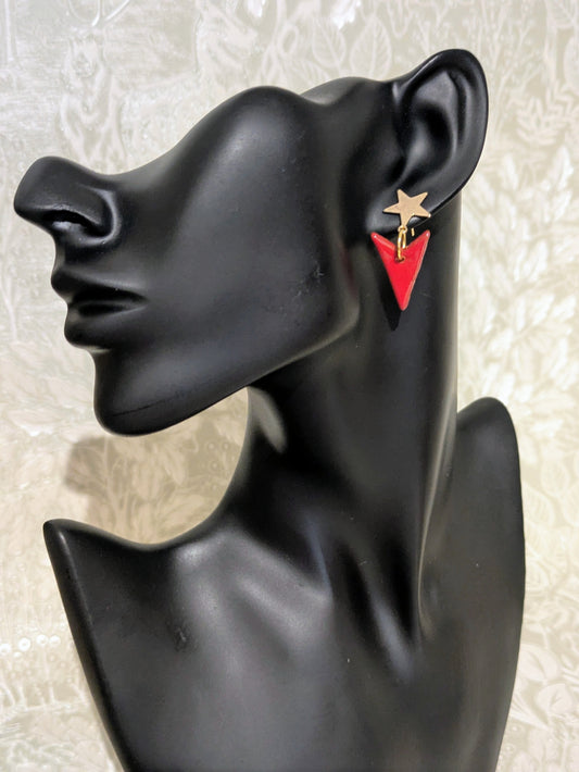 Pillar Box Red Arrowhead Earrings