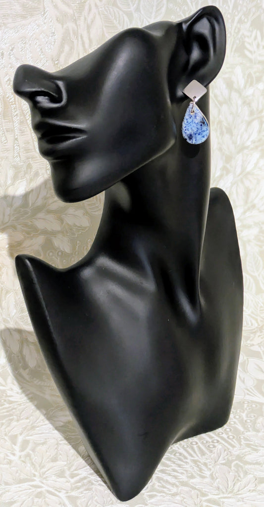 Blue Mono print Drop Earrings