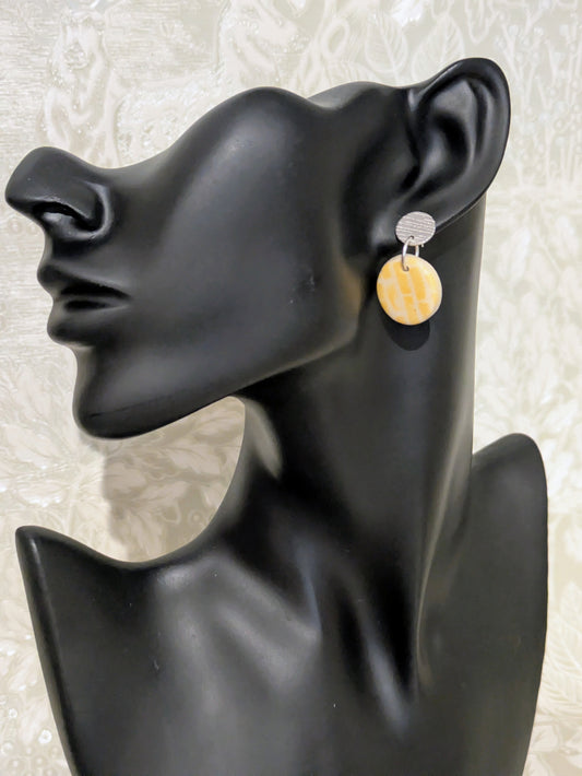 Yellow Mono Print Earrings