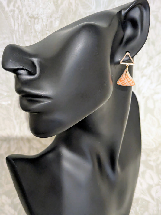 Orange Mono print Drop Earrings