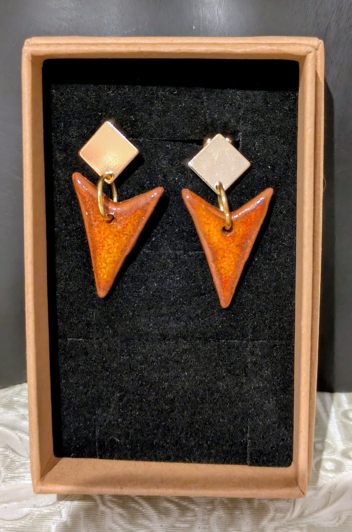 Burnt Orange Arrowhead Earrings