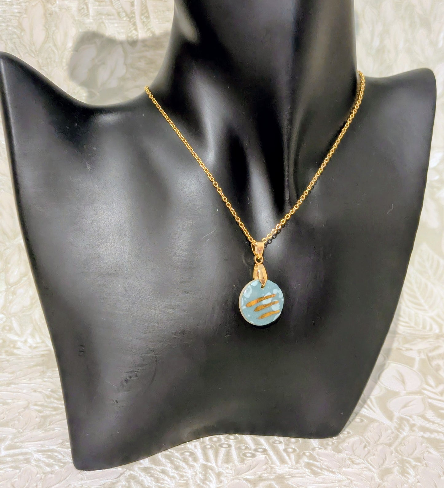 Blue and Gold Earring and Necklace Set